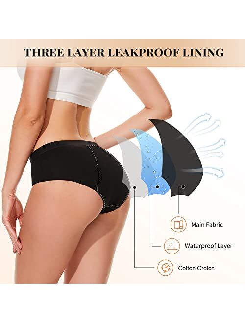 Hatsure Period Panties Women Leak Proof Underwear for Teen Girls Cotton Soft Hipster Menstrual Briefs