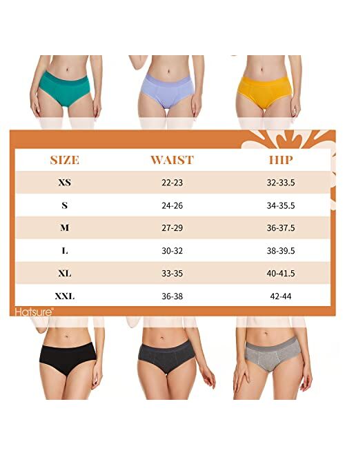 Hatsure Period Panties Women Leak Proof Underwear for Teen Girls Cotton Soft Hipster Menstrual Briefs