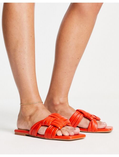 ASRA Sebra leather flat sandals in bright orange