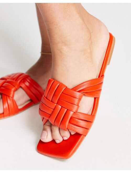 ASRA Sebra leather flat sandals in bright orange