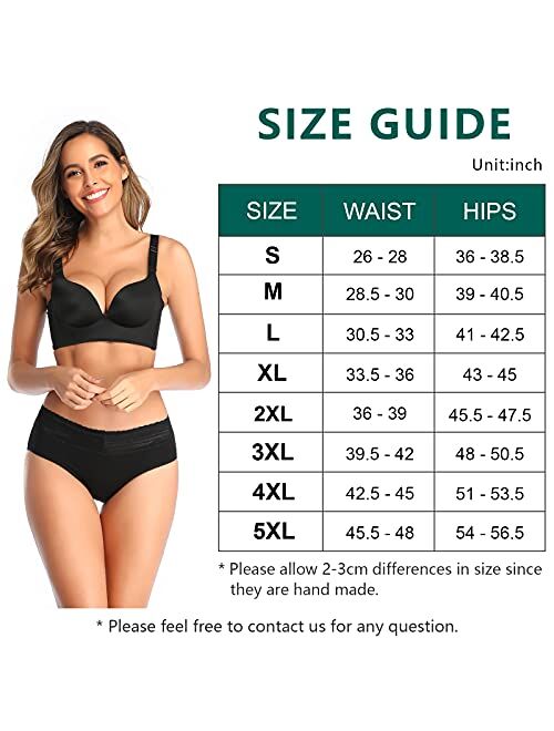 Annenmy Cotton Underwear for Women with Lace Waistband, Mid Rise Brief No Muffin Top Full Coverage Underwear for Women