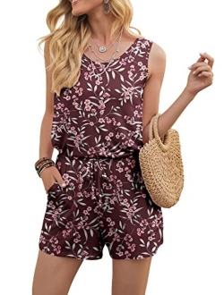 DouBCQ Womens Summer Romper Casual Short Jumpsuits with Pockets