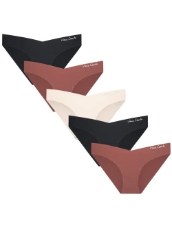 Womens Underwear 5 Pack Seamless Microfiber Bikini Briefs (S-XL)
