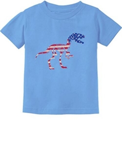 Tstars USA T-Rex Dinosaur American Flag 4th of July Gift Toddler Kids T-Shirt