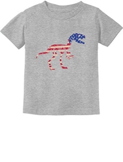 Tstars USA T-Rex Dinosaur American Flag 4th of July Gift Toddler Kids T-Shirt