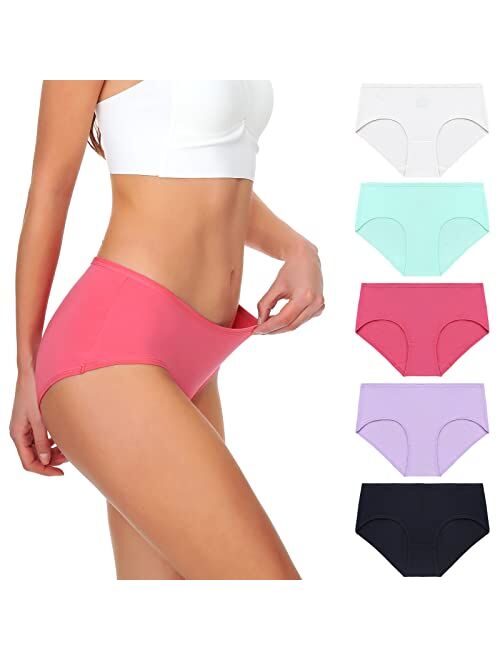 XINBANG Underwear Women Cotton Mid Waisted Women Underwear Ladies Panties For Women 5-Pack