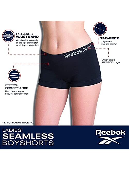 Reebok Women’s Underwear – Performance Seamless Boyshorts (4 Pack)