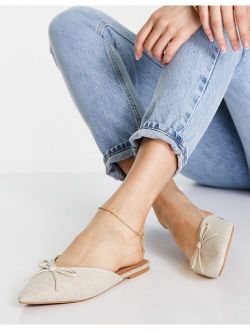 Lewi pointed flat mules in natural