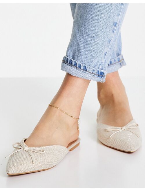 ASOS DESIGN Lewi pointed flat mules in natural