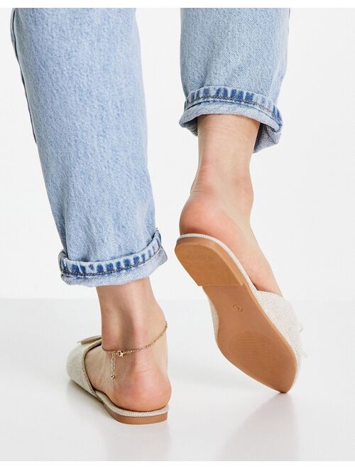 ASOS DESIGN Lewi pointed flat mules in natural