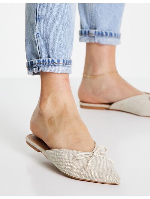 ASOS DESIGN Lewi pointed flat mules in natural