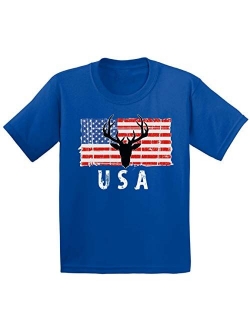 Hunting Deer USA Toddler Shirt Love USA American Flag Tshirt for Boy Girl