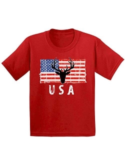 Hunting Deer USA Toddler Shirt Love USA American Flag Tshirt for Boy Girl