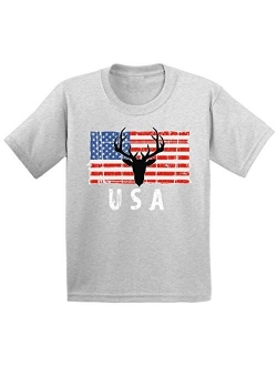 Hunting Deer USA Toddler Shirt Love USA American Flag Tshirt for Boy Girl