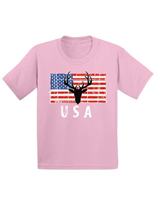 Awkward Styles Hunting Deer USA Toddler Shirt Love USA American Flag Tshirt for Boy Girl