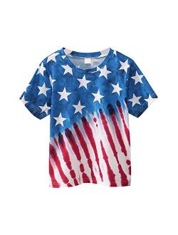 Wenjia Toddler Kids Boys Girls Top Independence Day Prints Patriotic T Shirt Cotton Short Sleeve Clothes Kids