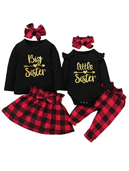 Aslaylme Baby Girls Matching Sister Outfit Big Little Sister Valentine Clothes