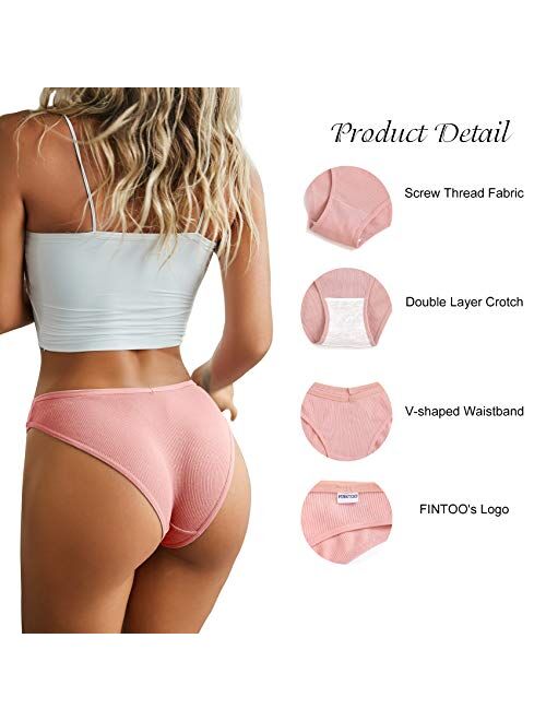 FINETOO 10 Pack Womens Cotton Underwear Soft Stretch Bikini Panties High Cut Panties Sexy Low Rise Hipster Cheeky XS-XL