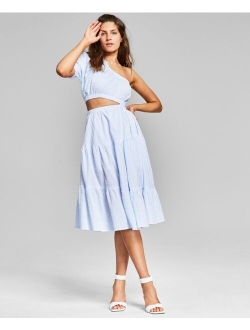 Women's Cotton Cutout One-Shoulder Dress