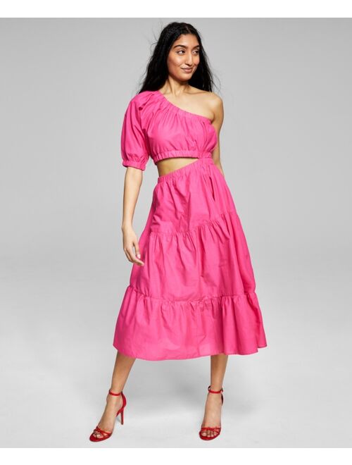 And Now This Women's Cotton Cutout One-Shoulder Dress