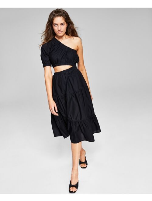 And Now This Women's Cotton Cutout One-Shoulder Dress