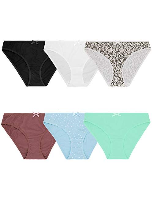 Curve Muse Women's Plus Size 100% Cotton Bikini Briefs Panties Underwear-6PK