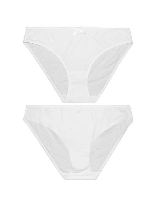 Curve Muse Women's Plus Size 100% Cotton Bikini Briefs Panties Underwear-6PK