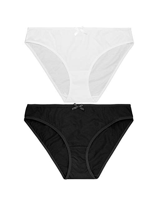 Curve Muse Women's Plus Size 100% Cotton Bikini Briefs Panties Underwear-6PK