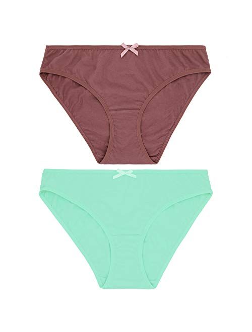 Curve Muse Women's Plus Size 100% Cotton Bikini Briefs Panties Underwear-6PK