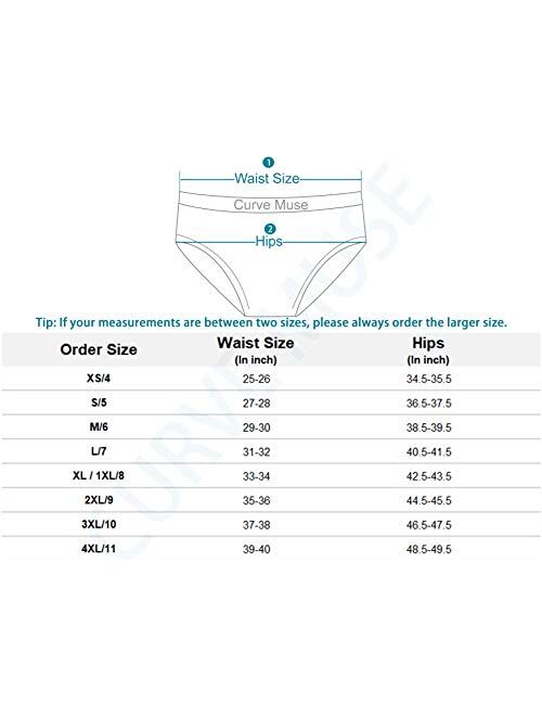 Curve Muse Women's Plus Size 100% Cotton Bikini Briefs Panties Underwear-6PK