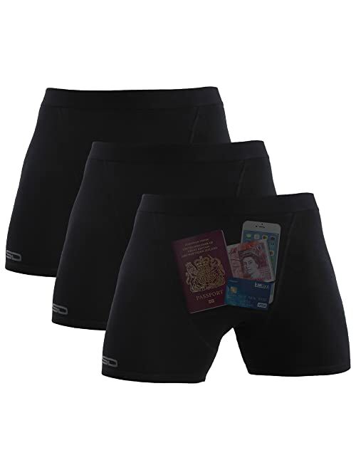 Smuggling Duds Men's Stash Boxer Brief Shorts - Pickpocket Proof Travel Secret Pocket Underwear