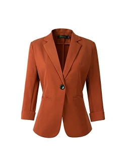 Beninos Womens 3/4 Sleeve Lightweight Office Work Suit Jacket Boyfriend Blazer