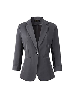 Beninos Womens 3/4 Sleeve Lightweight Office Work Suit Jacket Boyfriend Blazer