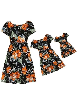 Givtzzod Mother and Daugther Matching Dresses Lovely Sunflower Florals Patterns Shoulder Straps Sleeveless Matching Outfits