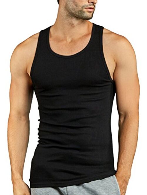 ToBeInStyle Men's Slim Fit Shallow Scoop Neck Sleeveless A-Shirts