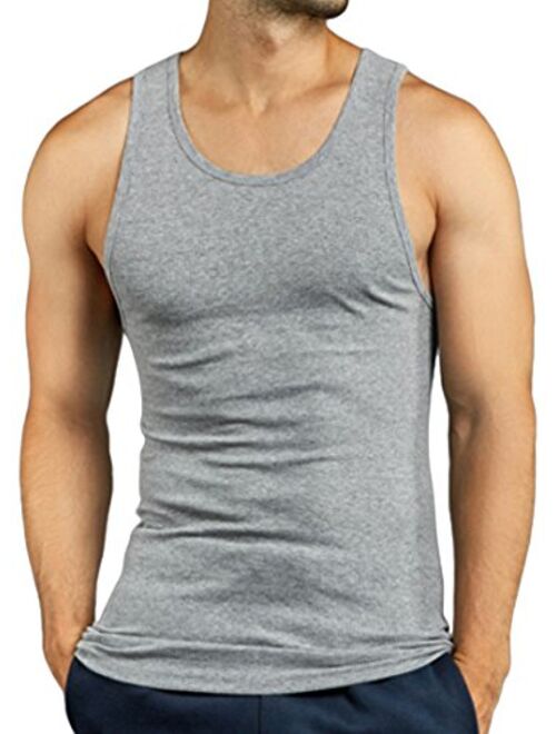 ToBeInStyle Men's Slim Fit Shallow Scoop Neck Sleeveless A-Shirts