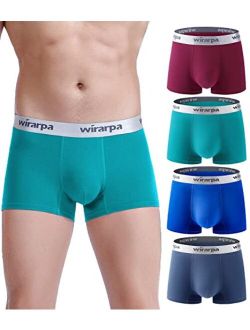 wirarpa Men's Cotton Trunks Soft Stretch Wide Waistband Underwear 4 Pack