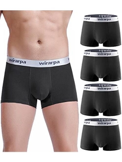 wirarpa Men's Cotton Trunks Soft Stretch Wide Waistband Underwear 4 Pack