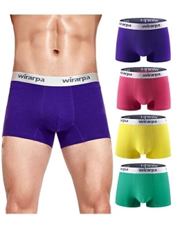 wirarpa Men's Cotton Trunks Soft Stretch Wide Waistband Underwear 4 Pack