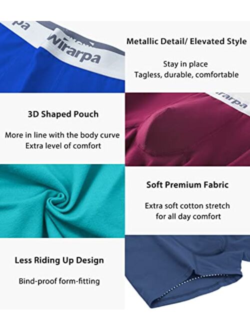 wirarpa Men's Cotton Trunks Soft Stretch Wide Waistband Underwear 4 Pack