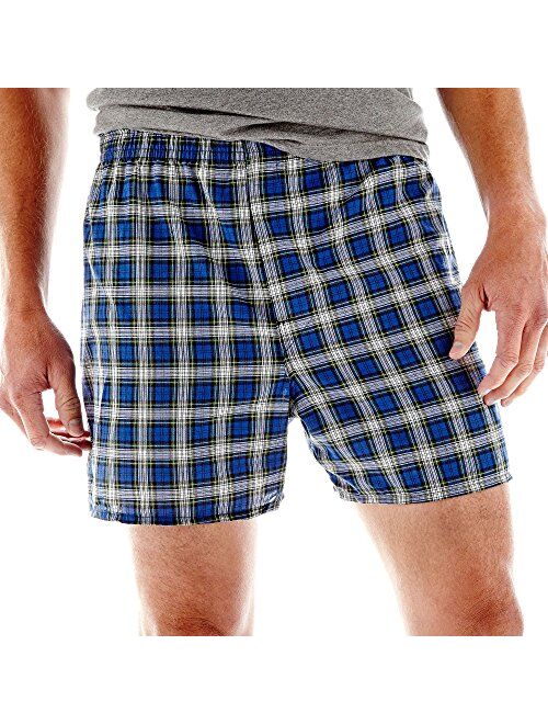 Hanes Men's 4-Pack FreshIQ Assorted Plaid Boxer with ComfortFlex Waistband