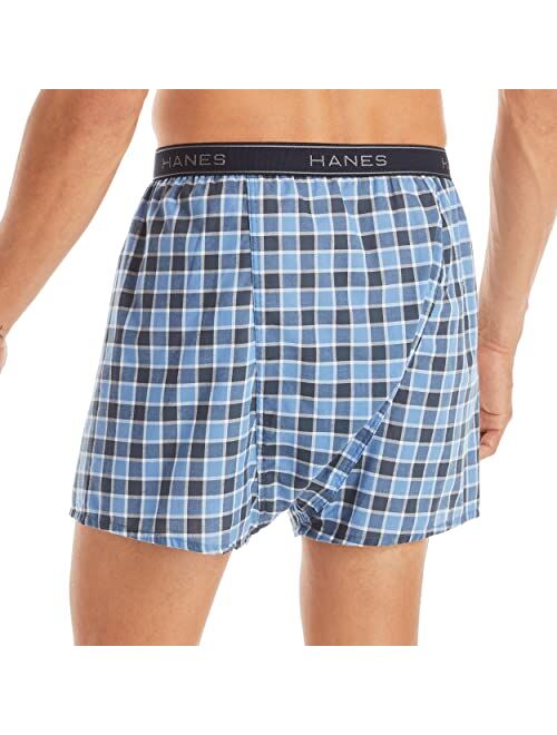 Hanes Ultimate Men's Woven Boxers Pack, Moisture-Wicking Plaid Boxers, Cotton-Blend Boxers, 6-Pack (Colors May Vary)