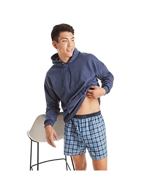 Hanes Ultimate Men's Woven Boxers Pack, Moisture-Wicking Plaid Boxers, Cotton-Blend Boxers, 6-Pack (Colors May Vary)