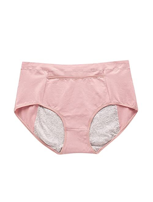 Fridja Women's Mid Waisted Front Pocket Basic Girdle Panties Cute Briefs