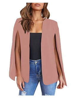 Flybony Cape Sleeve Blazer Jackets for Women Elegant Casual Cape Coat