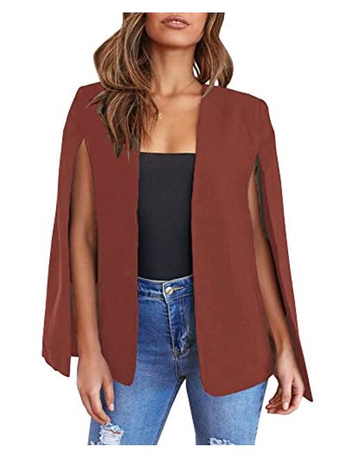 Flybony Cape Sleeve Blazer Jackets for Women Elegant Casual Cape Coat