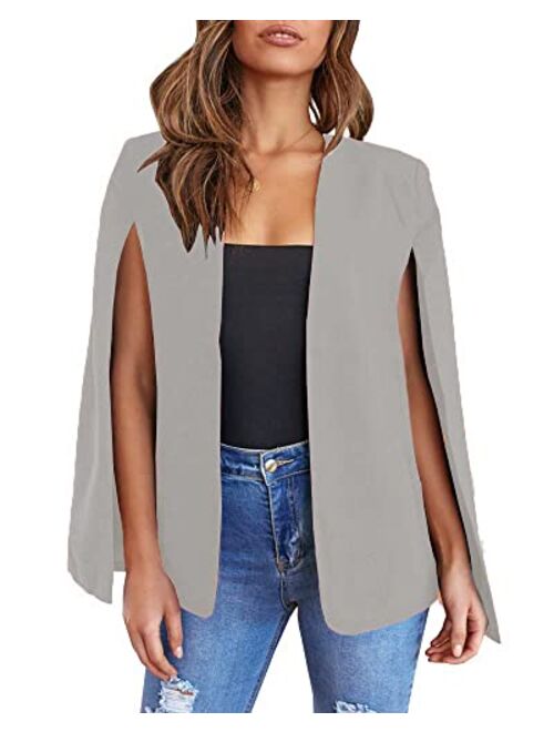 Flybony Cape Sleeve Blazer Jackets for Women Elegant Casual Cape Coat