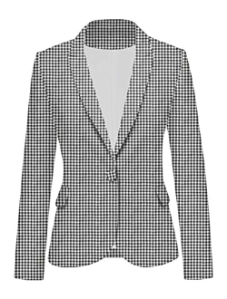 luvamia Women's Long Sleeve Formal Notch Lapel Button Down Blazer Pockets Jacket