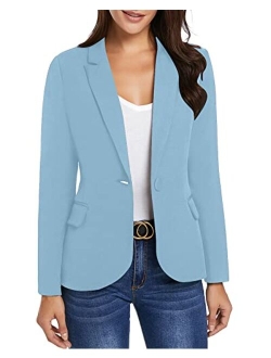 luvamia Women's Long Sleeve Formal Notch Lapel Button Down Blazer Pockets Jacket