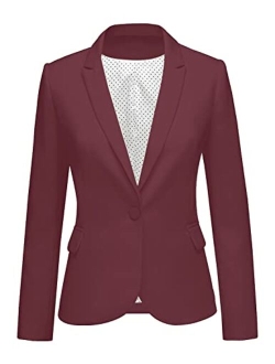 luvamia Women's Long Sleeve Formal Notch Lapel Button Down Blazer Pockets Jacket